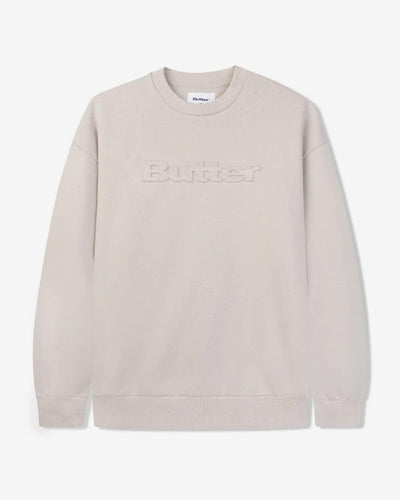 Butter Goods - Embossed Logo Crewneck - Cement Crewneck Butter Goods   