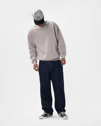 Butter Goods - Embossed Logo Crewneck - Cement Crewneck Butter Goods   