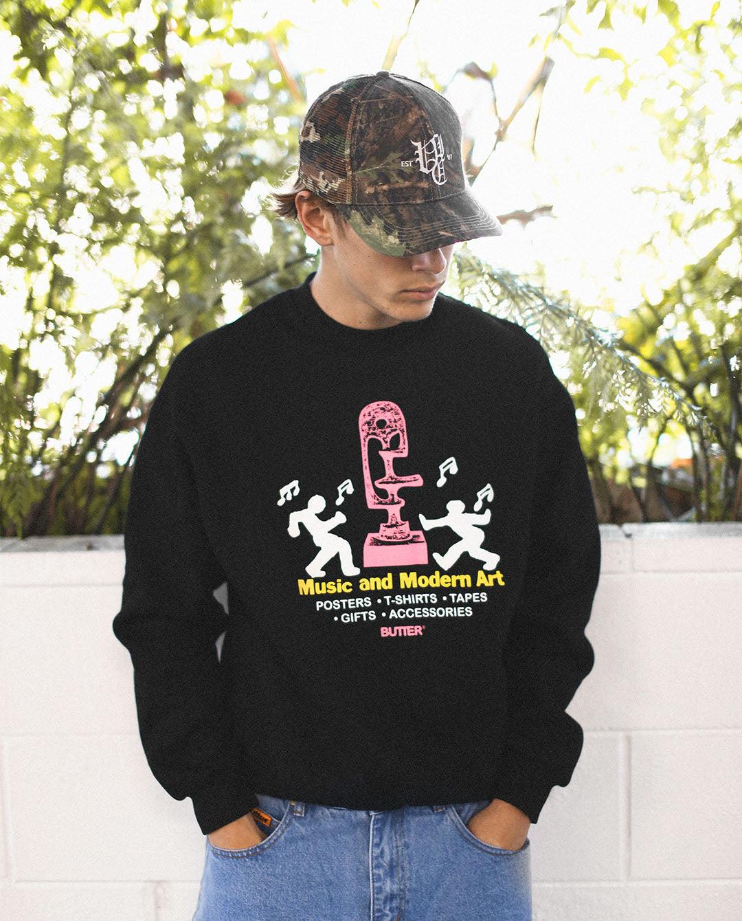 Butter Goods - Gallery Crewneck Sweatshirt - Black Crewneck Butter Goods   