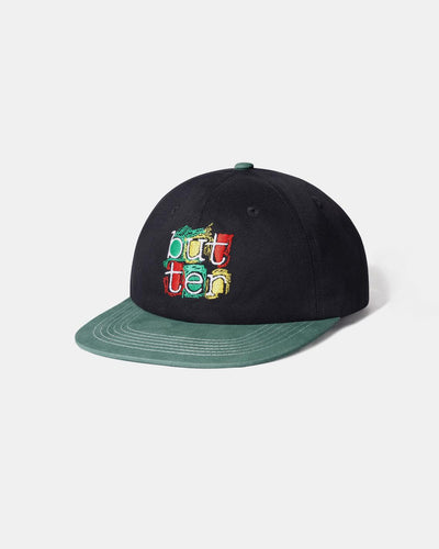 Butter Goods - Scribble 6 Panel Cap - Black / Sage Hats Butter Goods   