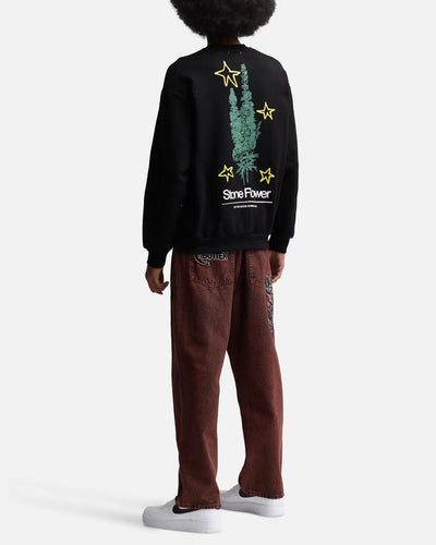 Butter Goods - Stone Flower Crewneck - Black Crewneck Butter Goods   