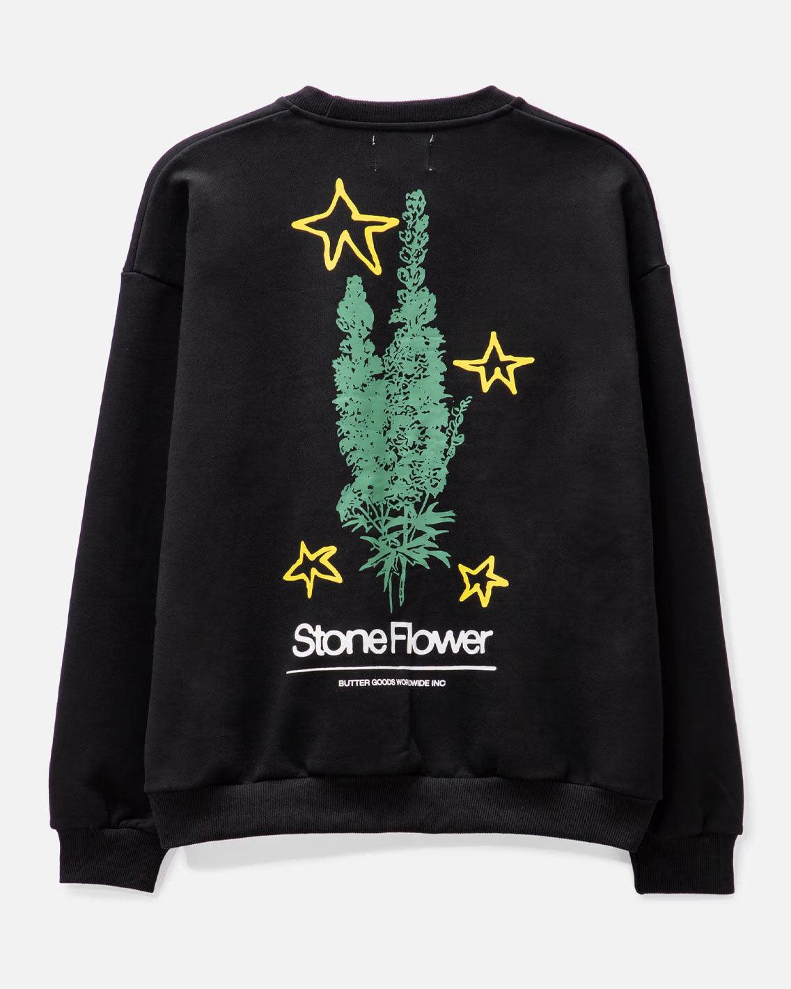 Butter Goods - Stone Flower Crewneck - Black Crewneck Butter Goods   