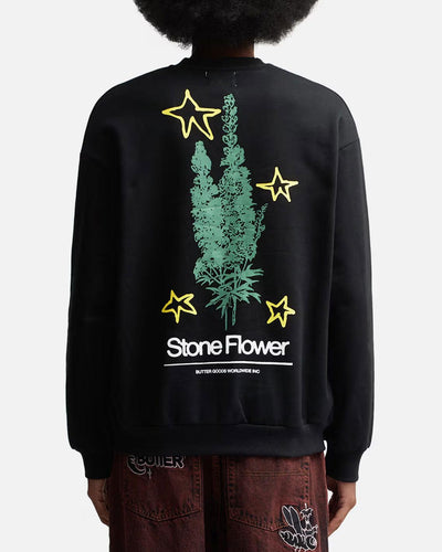 Butter Goods - Stone Flower Crewneck - Black Crewneck Butter Goods   