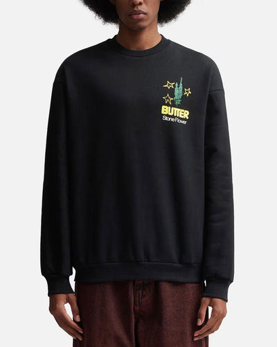 Butter Goods - Stone Flower Crewneck - Black Crewneck Butter Goods   