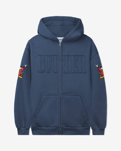 Butter Goods x Disney - Fantasia Applique Zip-Thru Hood - Denim Hoodies Butter Goods   
