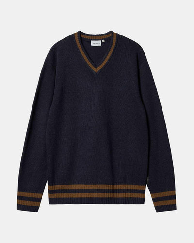 Carhartt - Stanford Sweater - Dark Navy / Deep H Brown Crewneck Carhartt   