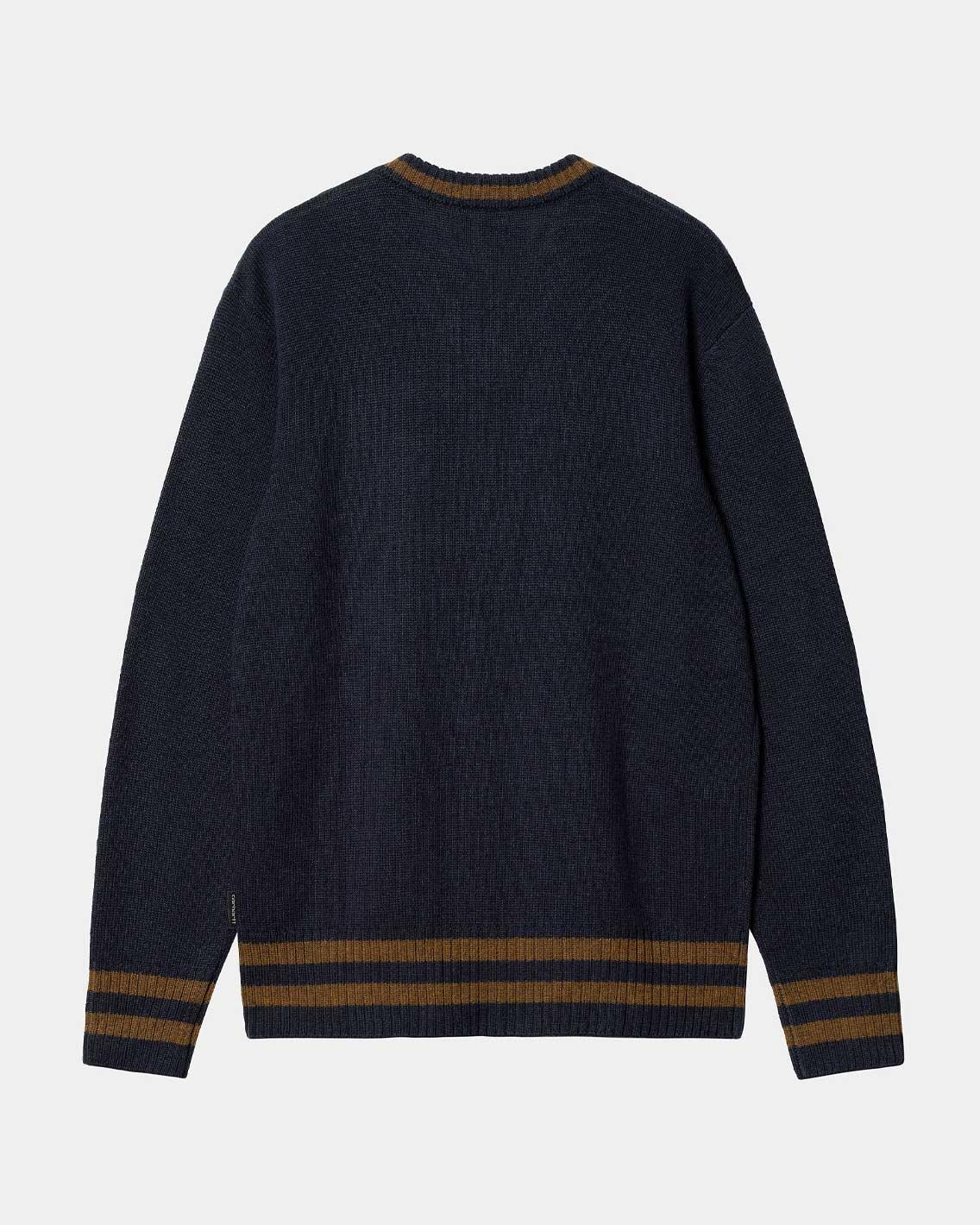 Carhartt Stanford Sweater Dark Navy Deep H Brown
