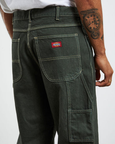 Dickies - Relaxed Fit Carpenter Duck Jean - Rinsed Moss Pants Dickies   