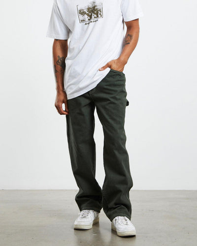 Dickies - Relaxed Fit Carpenter Duck Jean - Rinsed Moss Pants Dickies   