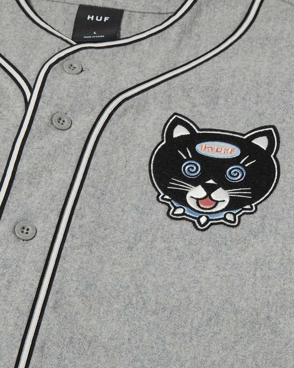 HUF - Gato Baseball Jersey - Charcoal Shirts HUF   
