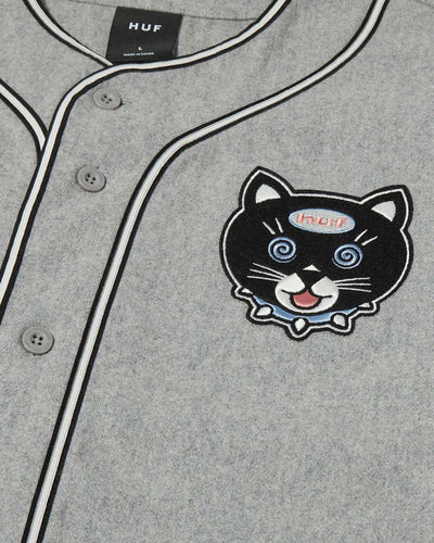 HUF - Gato Baseball Jersey - Charcoal Shirts HUF   