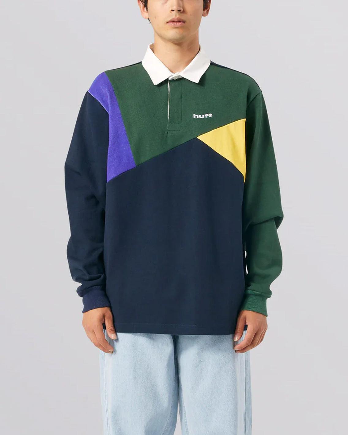 HUF - Mixed Up L/S Knit Polo - Navy Shirts HUF   
