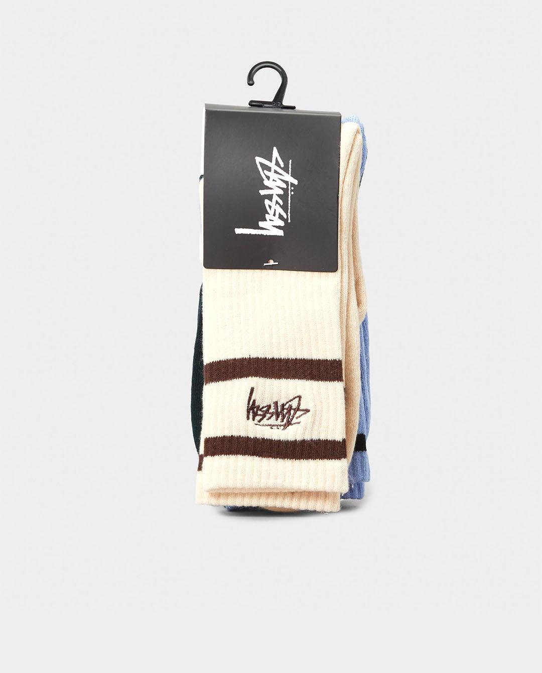 Stussy Crown Stripe Sock 3PK in Multi | Fallen Front