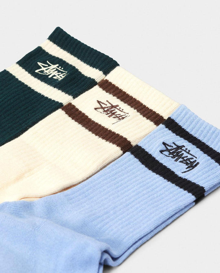 レッグウェア 2024SS STUSSY LLIC CROWN DRESS SOCK Stussy Crown Stripe Sock 3PK in Multi | Fallen Front