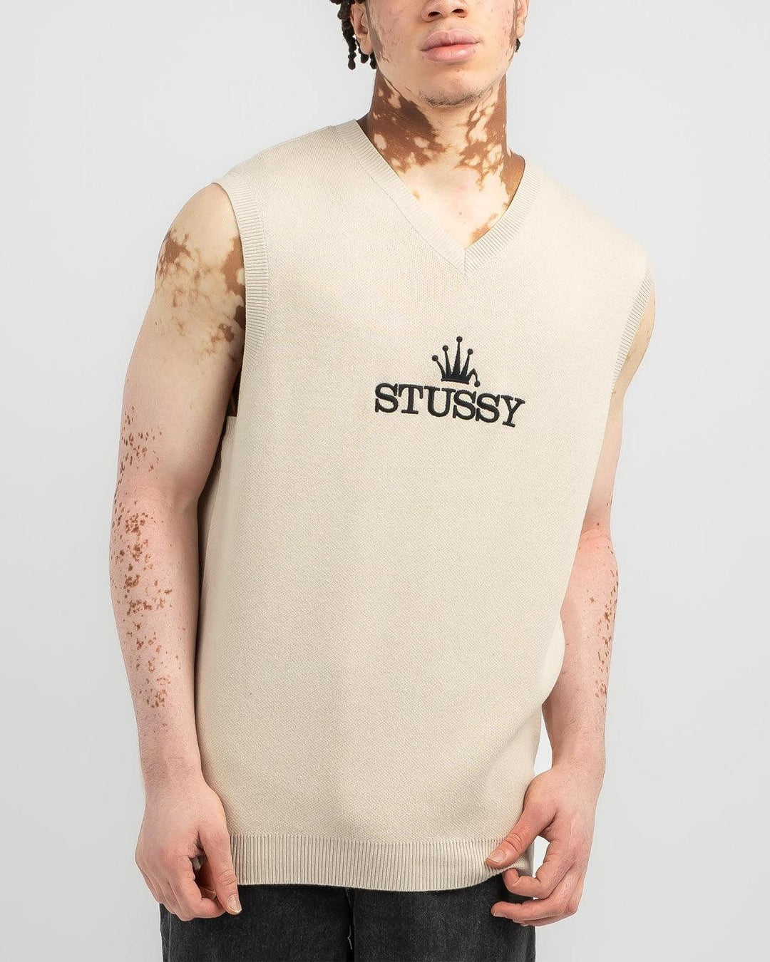 Stussy Glamour Knit Vest in Cream | FallenFront Online NZ Stussy Glamour Knit Vest in Cream | FallenFront Online NZ