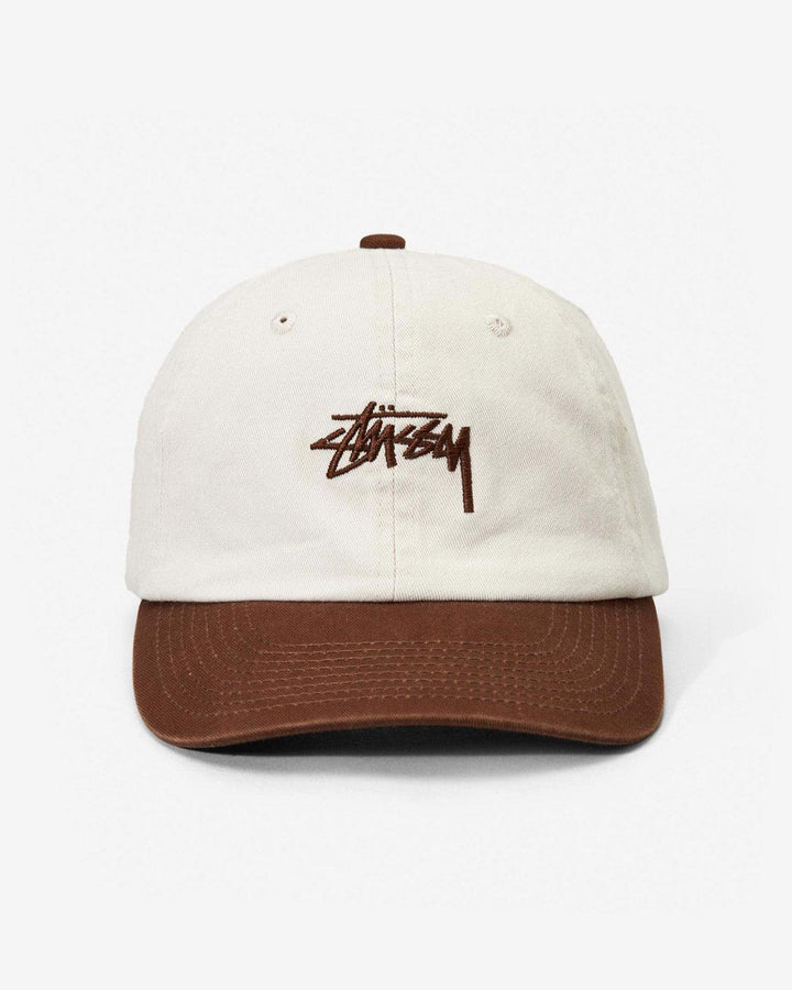 Stussy Stock Low Pro Hat in Mud/Winter White | FallenFront Stussy Stock Low Pro Hat in Mud/Winter White | FallenFront