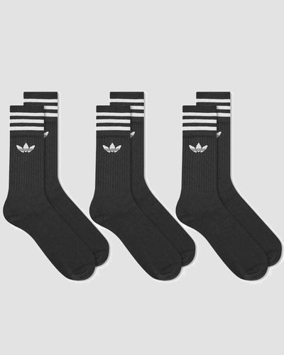 Adidas Originals - Mid Cut Crew Sock 3PK - Black / White Socks Adidas Originals   