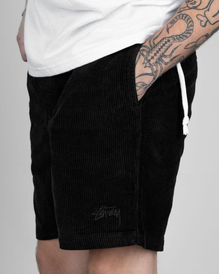 Stussy Wide Wale Cord Beachshort in Black | FallenFront