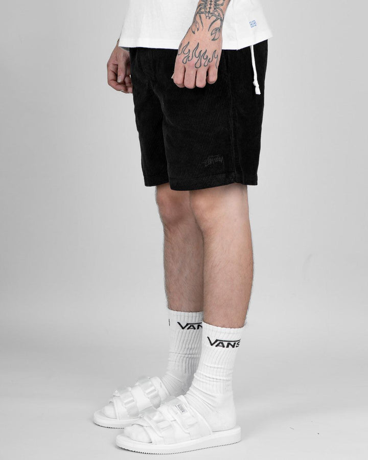 STUSSY Wide Wale Cord Beachshorts ブラック Stussy Wide Wale Cord Beachshort in Black | FallenFront